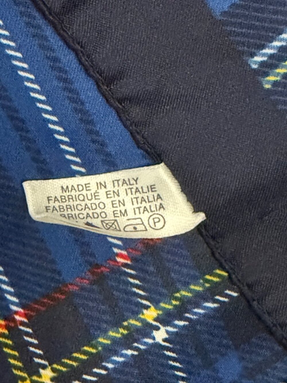 Vintage Blue Plaid Tartan Scarf Handkerchief Pocket Square 20 Inch - Picture 3 of 4